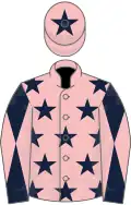 Pink, Dark Blue stars, Dark Blue and Pink diabolo on sleeves, Pink cap, Dark Blue star