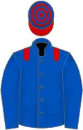 Royal blue, red epaulets, red and royal blue hooped cap