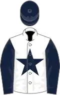 White, dark blue star, sleeves and cap