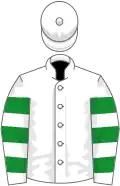 White, white sleeves, emerald green hoops