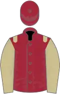 Maroon, beige epaulets and sleeves