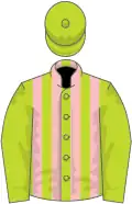 Lime green, pink stripes on body