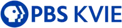 The PBS network logo next to the blue letters PBS and, in thinner text, the letters K V I E