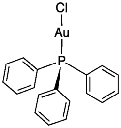 Skeletal formula of chloro(triphenylphosphine)gold(I)