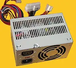 PS3 power supply, shorter than ATX, only, 300&nbsp;W maximum (not to be confused with the PlayStation 3)[71]