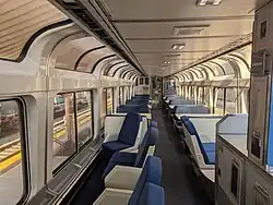Interior of the lounge car in 2025