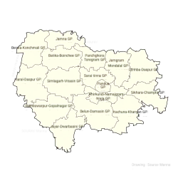 Pandua CD block map showing GP areas
