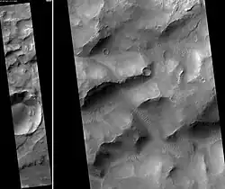 The Paraná Valles, as seen by HiRISE (scale bar is 1.0&nbsp;km)
