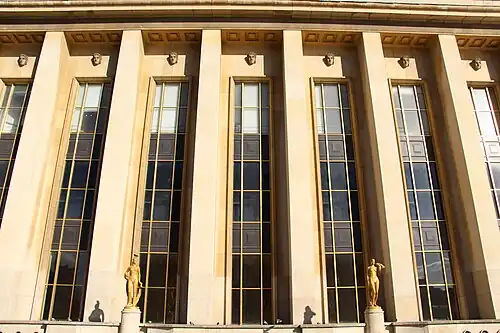 Art Deco mascarons of the Palais de Chaillot, Paris, designed by Louis-Hippolyte Boileau, Jacques Carlu and Léon Azéma, 1937[55]