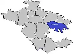Location of Pathardi in Ahmednagar district in Maharashtra