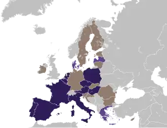 Map of Patriots for Europe, European Parliament Group representation