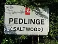 Kent County Council signboard for Pedlinge