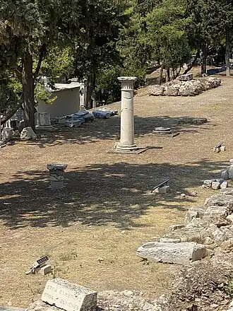 Pergamene column at the Stoa of Eumenes.