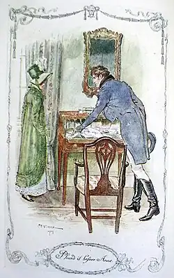 C. E. Brock (1909): Frederick shows Anne the letter he had just written (ch.23)