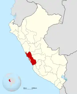 Location of the Department of Lima in Peru