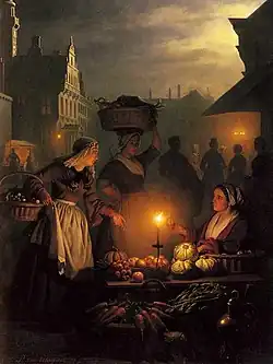 A Moonlit Vegetable Market by Petrus van Schendel, 19th century