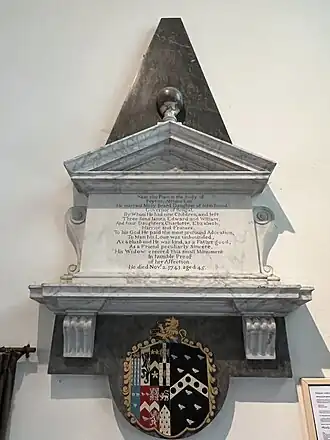 Peyton Altham’s Wall tablet with large Coat of Arms.