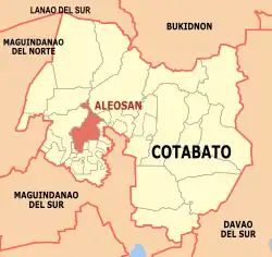 Map of Cotabato with Aleosan highlighted