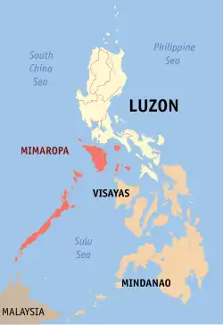 Map of the Philippines highlighting Mimaropa