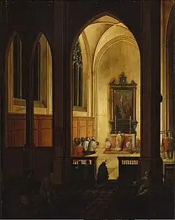 Interior of a Gothic Church at Night