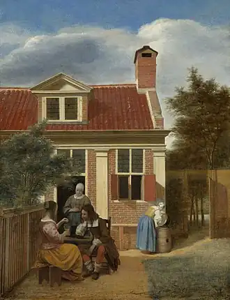 Company in a courtyard behind a house c.1663