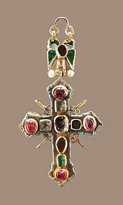 A cross pendant with double-headed eagle, made in Poland in the late 17th century