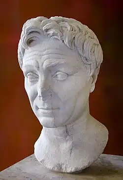 A marble bust of Pompey the Great, looking left