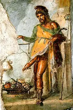 Priapus, with an oversized, erect penis