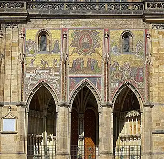 The Golden Gate at the South Tower with a mosaic of the Last Judgment.