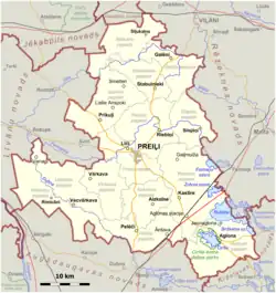 Location of Preiļi Municipality