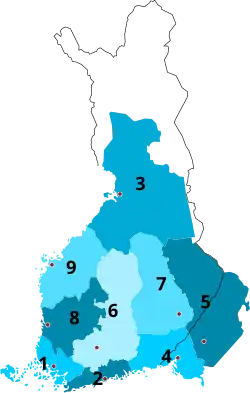 1642-1646 1&nbsp;Turku 2&nbsp;Uusimaa 3&nbsp;Oulu 4&nbsp;Viipuri 5&nbsp;Käkisalmi 6&nbsp;Tavastia 7&nbsp;Savonlinna 8&nbsp;Pori 9&nbsp;Vaasa