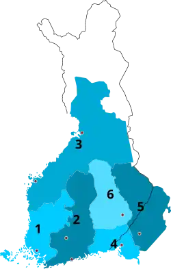 1648-1650 1&nbsp;Turku and Pori 2&nbsp;Uusimaa and Tavastia 3&nbsp;Ostrobothnia 4&nbsp;Viipuri 5&nbsp;Käkisalmi 6&nbsp;Savonlinna