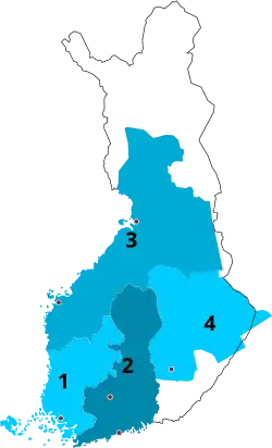 1743-1747 1&nbsp;Turku and Pori 2&nbsp;Uusimaa and Tavastia 3&nbsp;Ostrobothnia 4&nbsp;Savonlinna and &nbsp;&nbsp;&nbsp;Kymenkartano