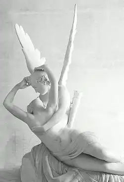 Psyche Revived by Cupid's Kiss; by Antonio Canova; c. 1787–1793; marble; height: 1.55&nbsp;m, width: 1.69&nbsp;m, depth: 1.01&nbsp;m; Louvre