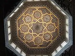The wooden lantern ceiling over the prayer hall of the mosque