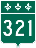 Route 321 marker