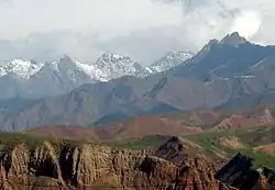 The Qilian Mountains seen from Qilian County