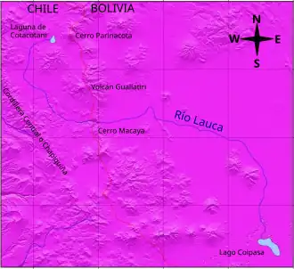 The course of the Lauca River