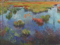 Upstream by Roswell Weidner, 1979, pastel on paper. Collection of the Pennsylvania Academy of the Fine Arts