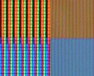 Tiny red, green and blue sub-pixels (enlarged on left side of image) create the colors you see on your computer screen and TV.