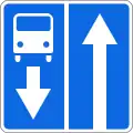 Road with a contraflow lane for buses