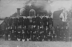 Railway workers with MGWR Class Lm No. 79 'Mayo' with distinctive Atock 'fly away' cab originally fitted to these locomotives