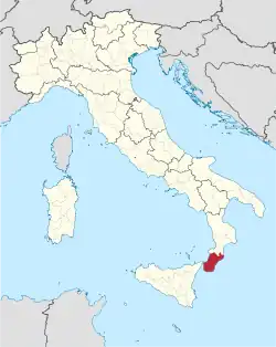 Location of the Metropolitan City of Reggio Calabria