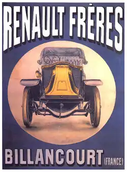 Advertisement for a Renault Frères car.