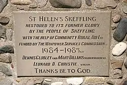 Plaque commemorating the 1980s restoration