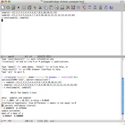 R running in the emacs editor with the ESS package