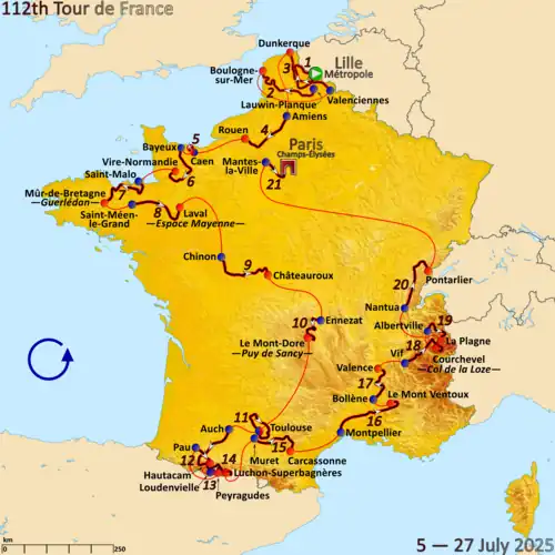 Route of the 2025 Tour de France