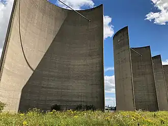 The large semi-circular concrete shells of the southern section