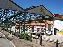 Deteriorated platform and building