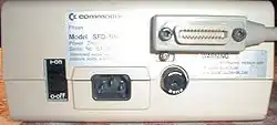 Rear of Commodore SFD 1001 floppy disk drive with IEEE&nbsp;488 port